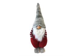 Deko Wichtel Santa stehend,  Farbe: Rot / Grau,  L:16cm B:22cm H:55cm