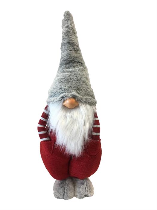 Deko Wichtel Santa stehend, Farbe: Rot / Grau, L:16cm B:22cm H