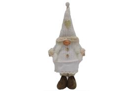 Deko Wichtel Santa  stehend Mädchen  L:10cm B:18cm H:43cm  braun / beige