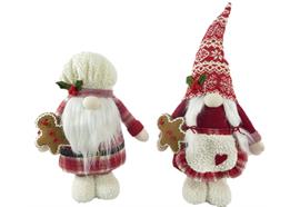 Deko Wichtel "Santa" stehend  mit Lebkuchen  2er Assortierung Junge und Mädchen