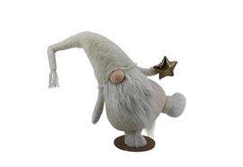 Deko Wichtel Santa tanzend H:68cm  mit Stern in der Hand  Farbe: Weiss