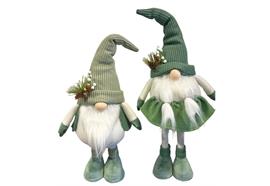 Deko Wichtel stehend  2 assortiert Junge und Mädchen  mit grüner und hellgrüner  Mütze