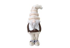 Deko Wichtel stehend  braun weiss mit  flauschiger Mütze