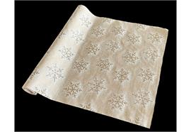 Dekostoff  gold + goldige Schneeflocken  Design:Schneeflocken  36cm x 300cm - gerollt