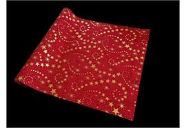 Dekostoff "imitiertes" Leinengewebe  rot+goldige Sterne  Design:Sterne