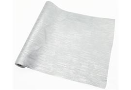 Dekostoff "imitiertes" Leinengewebe  weiss silber 36cm x 300cm gerollt  und geschnitten