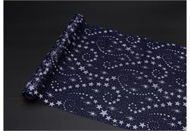 Dekostoff "Organza"  Farbe: Dunkelblau mit Sternen  36x300cm gerollt und geschnitten