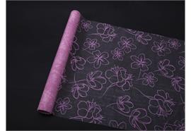 Dekostoff "Organza" gerollt  und geschnitten pink  Blumendruck  36cm x 300cm