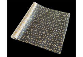 Dekostoff Organza  gold + gold Sterne  Design:Sterne  36cm x 300cm - gerollt