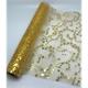 Dekostoff "Organza" - gold + goldene Sterne,  Design: Sternenwirbel,  Masse: 36cm x 300cm