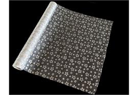 Dekostoff Organza  silber + silber Sterne  Design:Sterne  36cm x 300cm - gerollt