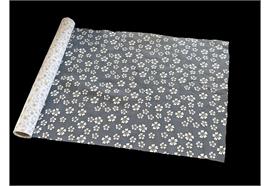 Dekostoff "Organza" weiss  mit weissen Blütendruck  Gold Glitter