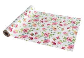 Dekostoff "Polycotton"  weiss mit Blütendruck