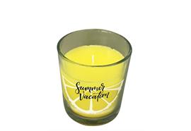 Duft-Kerze im Glas mit gelbem Wachs - Motive: Lemon  Glas transparent
