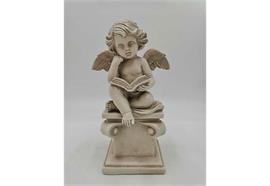 Engelfigur sitzend  auf Stein mit Buch  H21cm