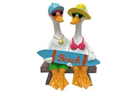 Ente Beach sitzend auf Bank  Grösse 12x18x26cm