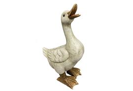 Ente stehend aus Polyresin  Farbe: Weiss  B:14cm T:22cm H:38cm