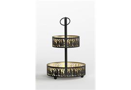 Etagere Forest mit 2 Ablagen  aus Metall  Farbe schwarz gold  D20cm x H37cm