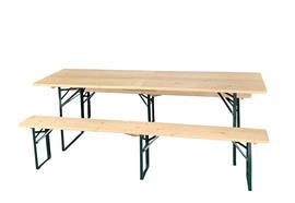 Festbank Garnitur klappbar Holz  1 Tisch: 220x70x77cm  2 Bänke: 220x25x47cm