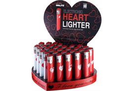 Feuerzeug Unilite U-301  Heart Lighter / Display  Rot und Weiss mit Motiv  im Display