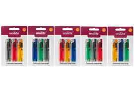 Feuerzeug Unilite U-188  assortiert 5 Farben  3er Blister  nachfüllbar