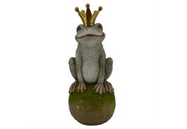 Froschkönig auf Kugel  aus Polyresin  L:15cm B:15cm H:36cm