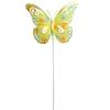 Gartenstecker Schmetterling  gelb aus Metall  schwingend an Metallfeder