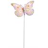 Gartenstecker Schmetterling  rosa aus Metall  schwingend an Metallfeder
