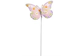 Gartenstecker Schmetterling  rosa aus Metall  schwingend an Metallfeder