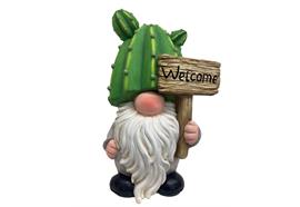 Gartenwichtel Kaktus  mit Schild Welcome  20 x25 x39.5cm