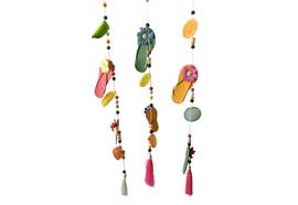 Girlande "Flip Flop"aus Holz 3 assort. - L:140cm  Farben: Gelb/Grün/Pink