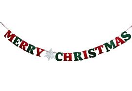 Girlande Merry Christmas  mit Buchstaben und  mit weisser Schneeflocke  aus Filz