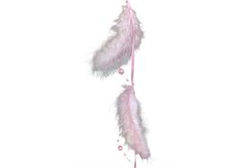 Girlande mit 10 Federn und  Perlenkette Länge 125cm  Farbe: rosa