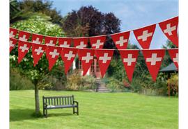 Girlande mit 24 Wimpel(Triangle)  Schweiz L: 550cm - Wetterfest  beidseitig bedruckt