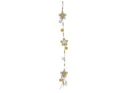 Girlande mit Blumen  aus Holz weiss gelb  1x8x80cm