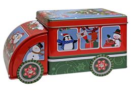Guetzlidose Weihnachtsauto  mit XMAS Motiv  aus Weissblech