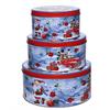 Guetzlidosen 3er Set rund  mit XMAS Motiv  Santa und Auto  aus Weissblech