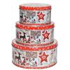 Guetzlidosen 3er Set rund  mit XMAS Motiv  Stern und Rentier  aus Weissblech