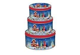 Guetzlidosen 3er Set  rund mit XMAS Motiv  Wichtel  Weissblech