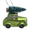Hänger Auto aus Glas  Farbe: Grün mit Tannenbaum  Grösse: 8cm x 6,5cm x 4,5cm