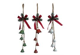 Hänger mit Schleife  und je 4 Glöckchen  3-assortiert