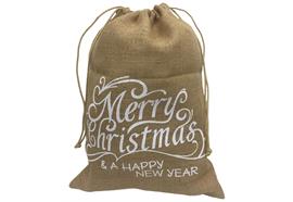 Jutesack natur  mit Schriftzug Merry Christmas in Weiss  38x50cm