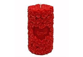 Kerze mit Rosendesign  Geschenkverpackung  Grösse 6.5x14cm