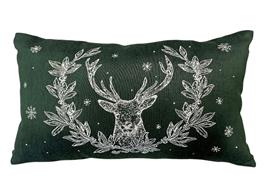 Kissen aus Jacquard  grün mit Waldmotiv  30 x 50cm