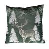 Kissen aus Jacquard  grün mit Waldmotiv  45 x 45cm