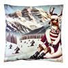 Kissen Hirsch  XMAS auf Ski  Digitaldruck einseitig  mit Reisverschluss