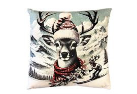 Kissen Hirschkopf  XMAS Winter  Digitaldruck einseitig  mit Reisverschluss