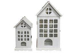 Laterne 2er Set  weiss aus FSC Holz  mit Metalldach