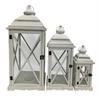 Laterne 3er Set aus Holz  mit weissem Metalldach  Farbe: Weiss