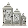 Laterne 3er Set FSC aus Holz  mit weissem Metalldach  Farbe: Weiss